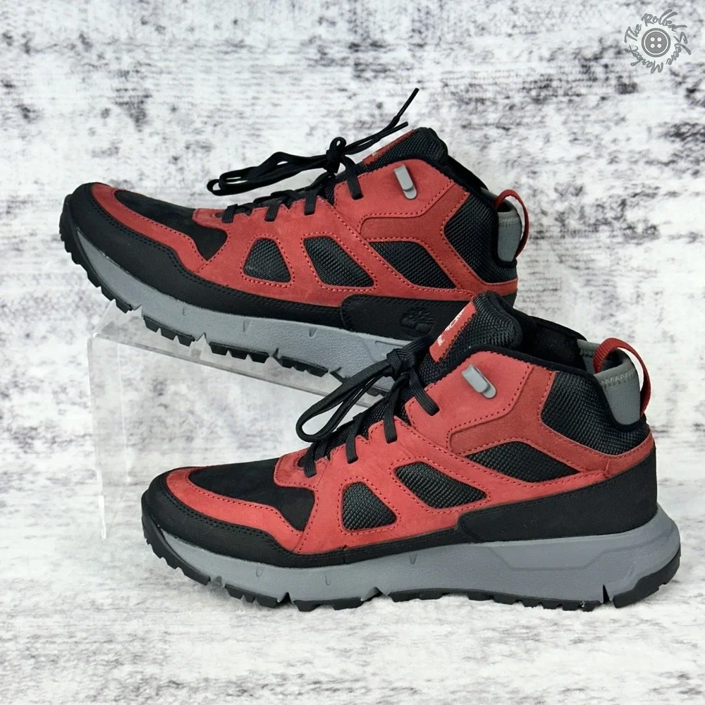 New‎ No Box Timberland Voyager Valley Hiking Boots Red Black Gray Men's Size 8